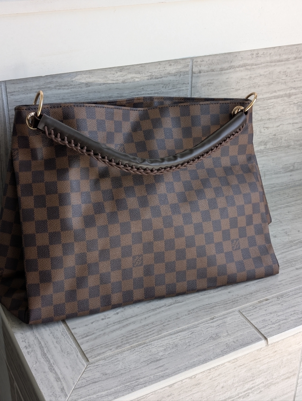 NEW Designer-Style Brown Checker Tote Bag